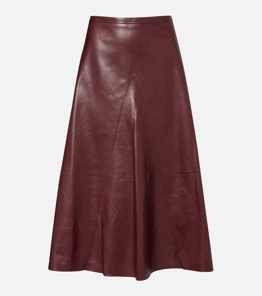Leather midi skirt