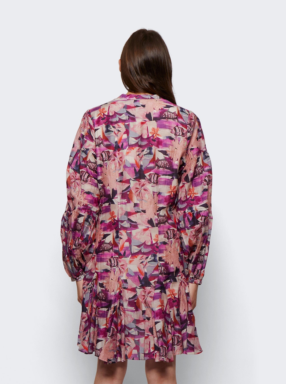 Belted floral-print dress - Pink
