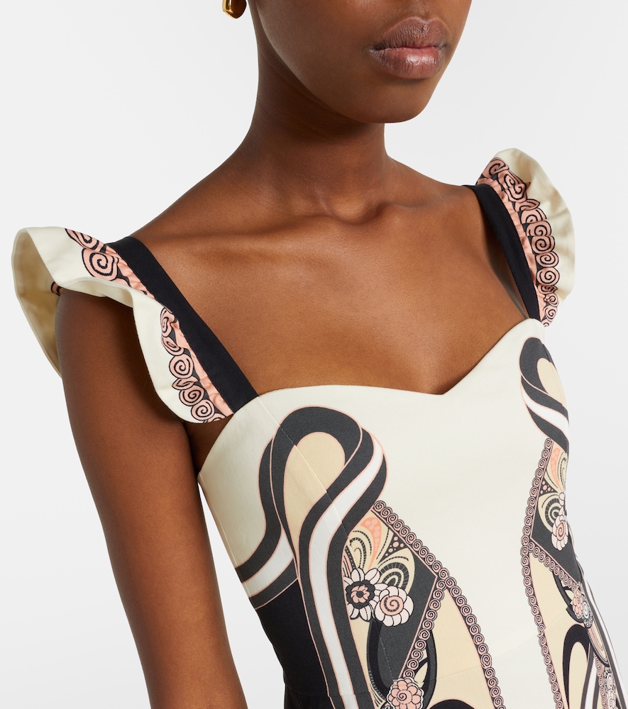 Gingerbread printed cotton-blend midi dress