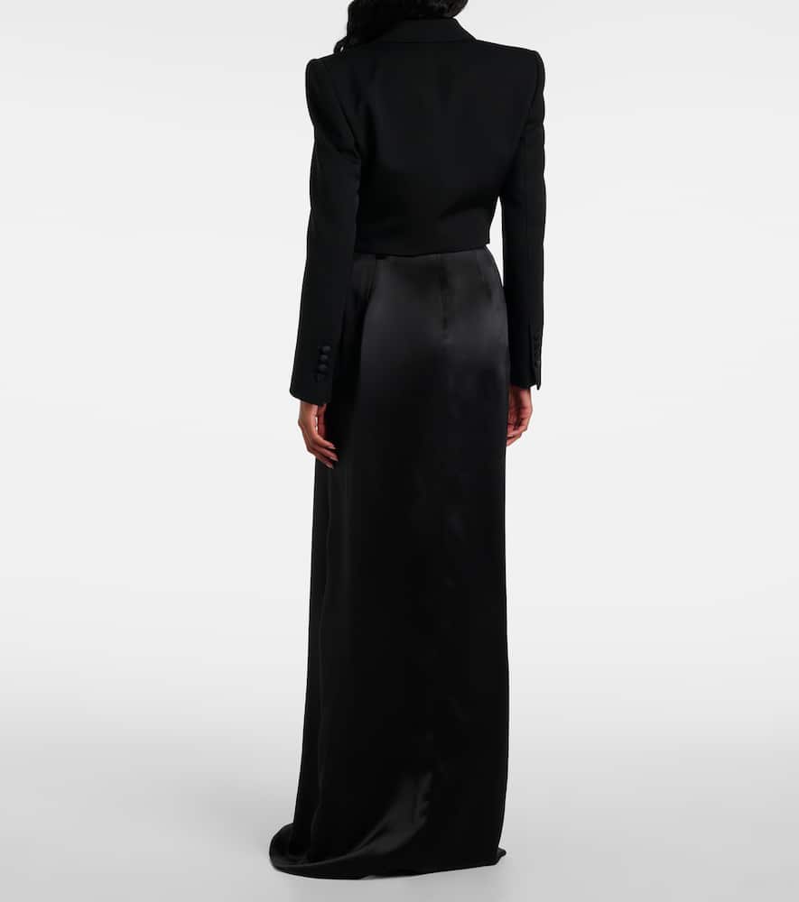 Cropped cotton-blend tuxedo jacket