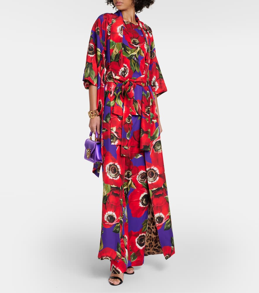 Floral silk robe