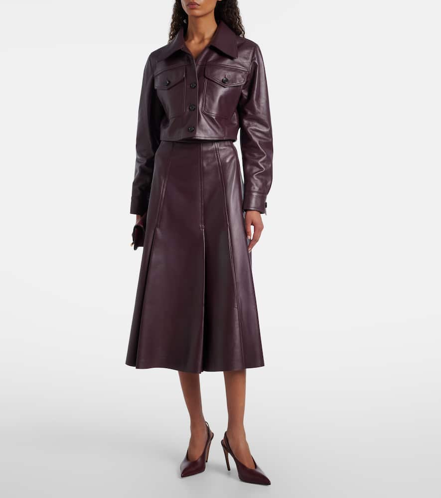 Kensie high-rise leather midi skirt