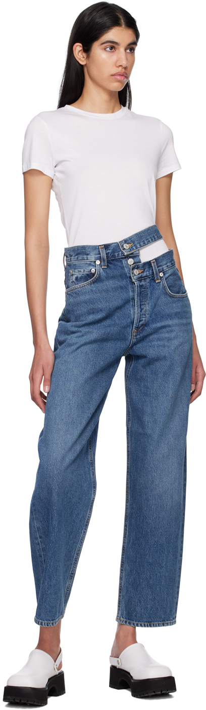 Blue Broken Waistband Denim Jeans