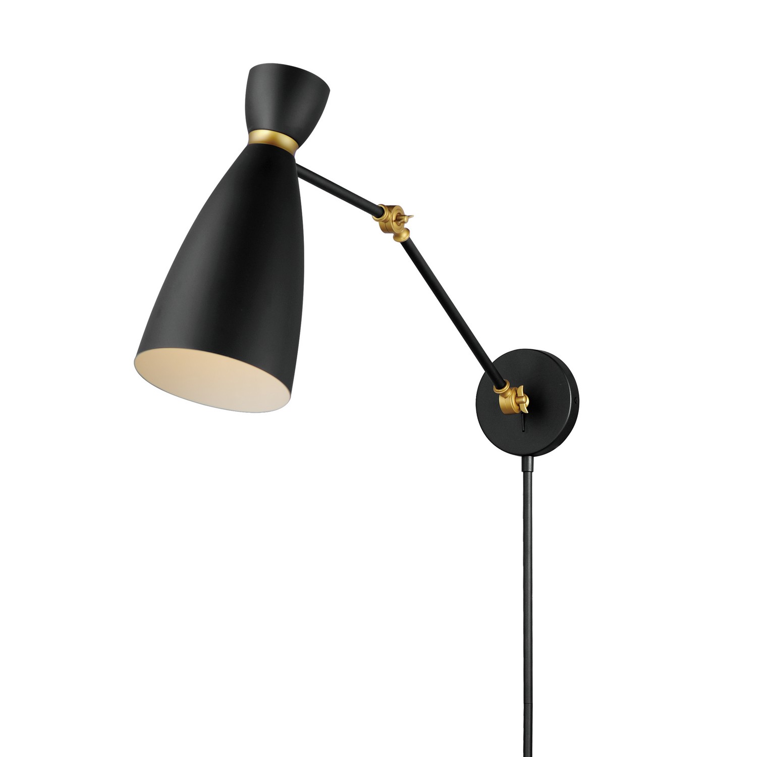 Carillon 1-Light Wall Sconce in Black with Satin Bra