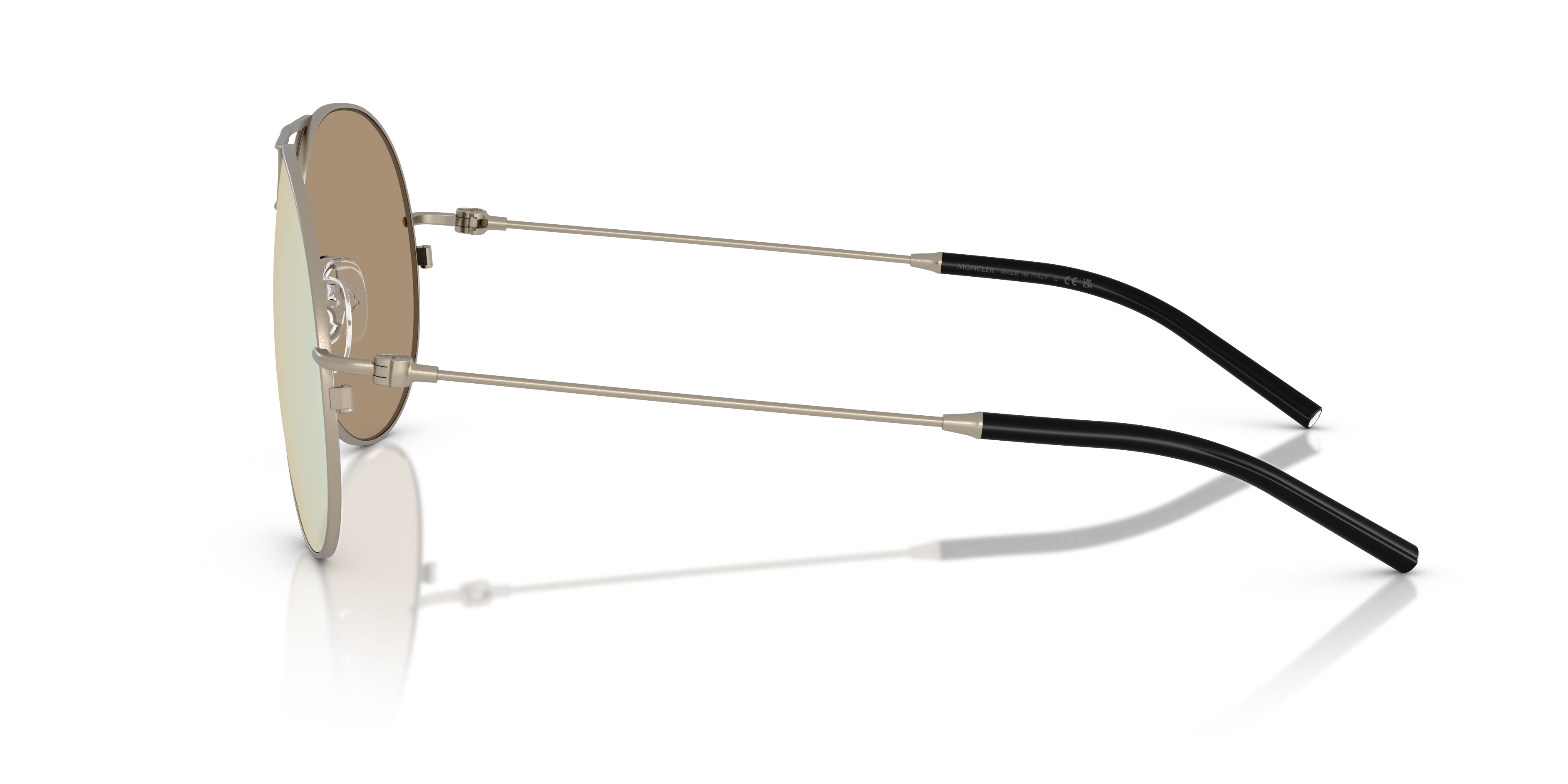Moncler Unisex Moncler ME4002 FLYZE 10037J Sunglasses Steel Bronze Brown Pilot Mirror