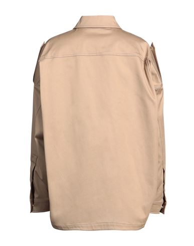 Woman Shirt Beige Size 10 Cotton, Elastane