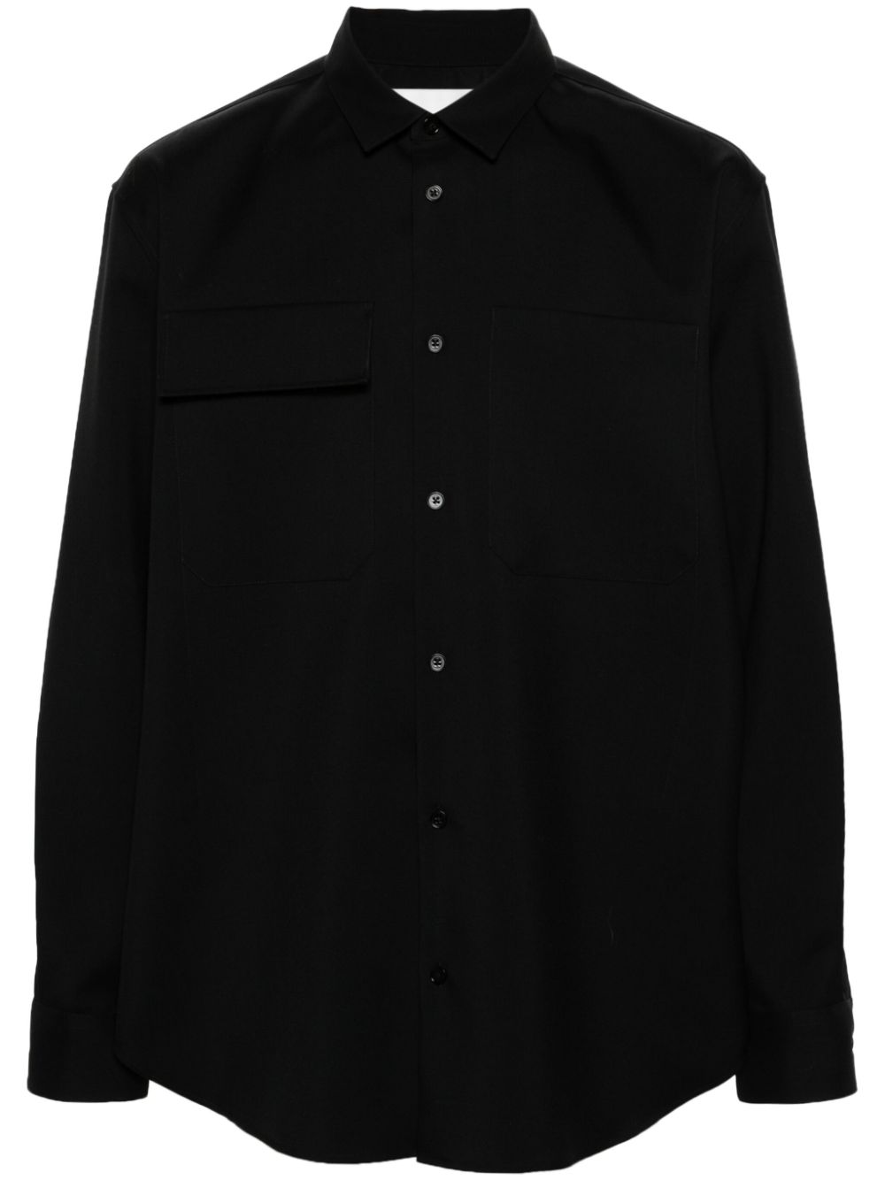 Gabardine virgin wool shirt - Black