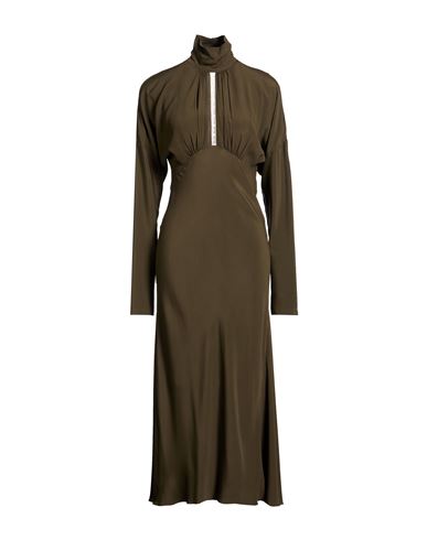 Woman Maxi dress Military green Size 10 Acetate, Silk