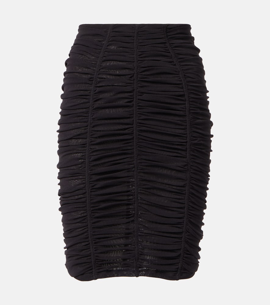Ruched high-rise jersey miniskirt