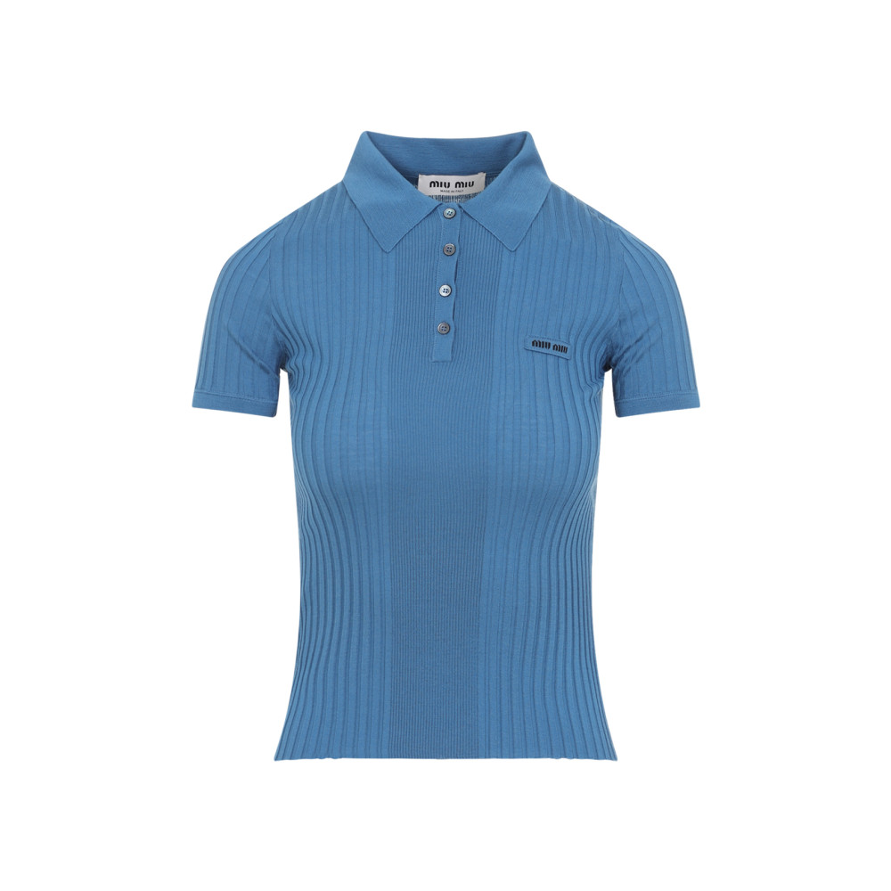 Blue Logo Shirt Collar Polo