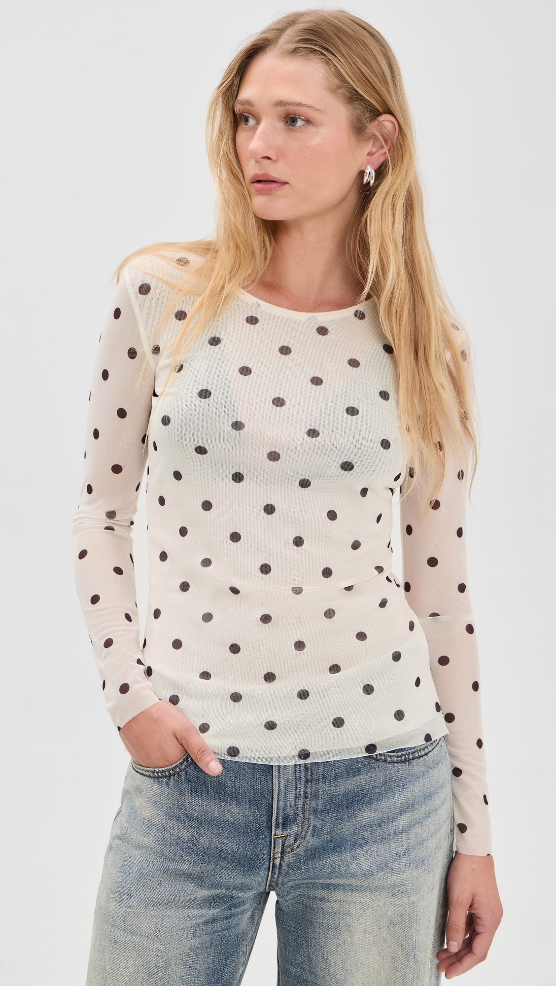 Jodie Top Egret Creme Dot