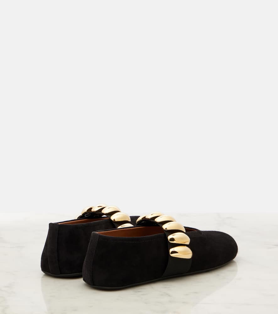 Alaïa Embellished suede ballet flats