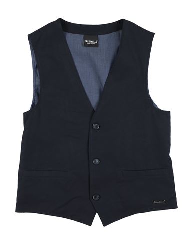 Fred Mello Kid Boy Tailored Vest Midnight blue Size 8 Cotton, Polyamide