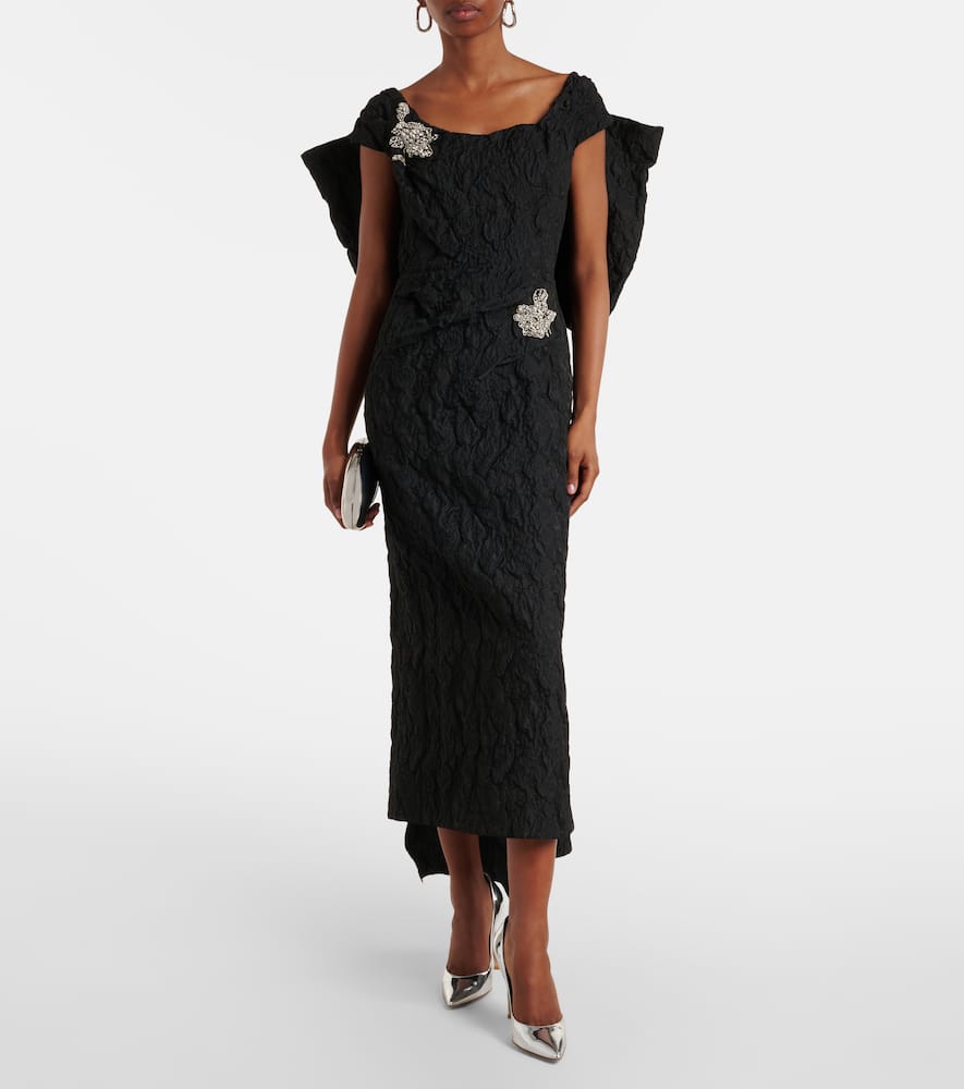 Embroidered cloque jacquard gown