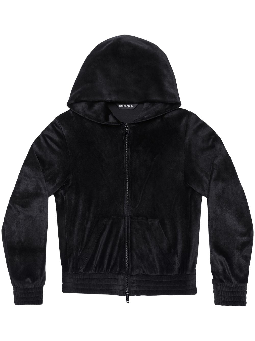 Crystal embellished velvet zip-up hoodie