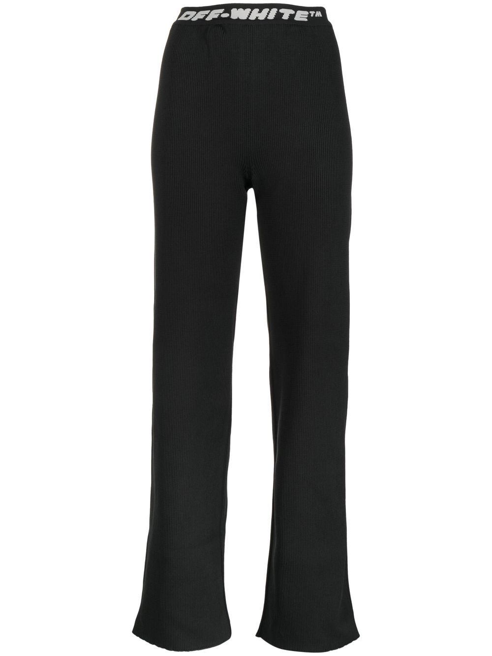 Logo-waistband straight-leg trousers - Black