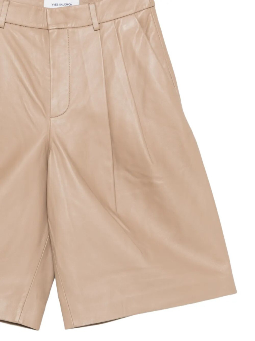 Beige Solid Shorts