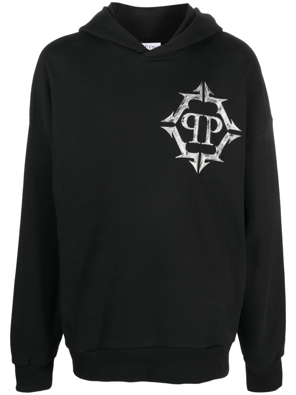 Chrome logo-print cotton hoodie - Black