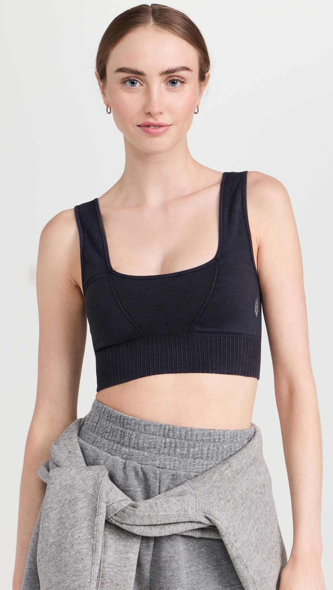 Square Neck Good Karma Bra Black