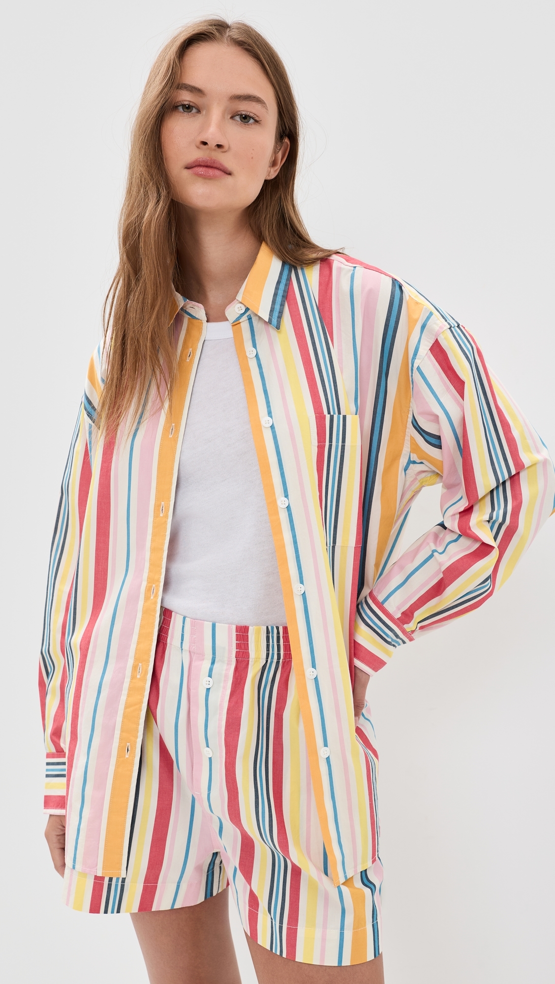 Coastal Poplin Relaxed Button Down Shirt Sunset Parade