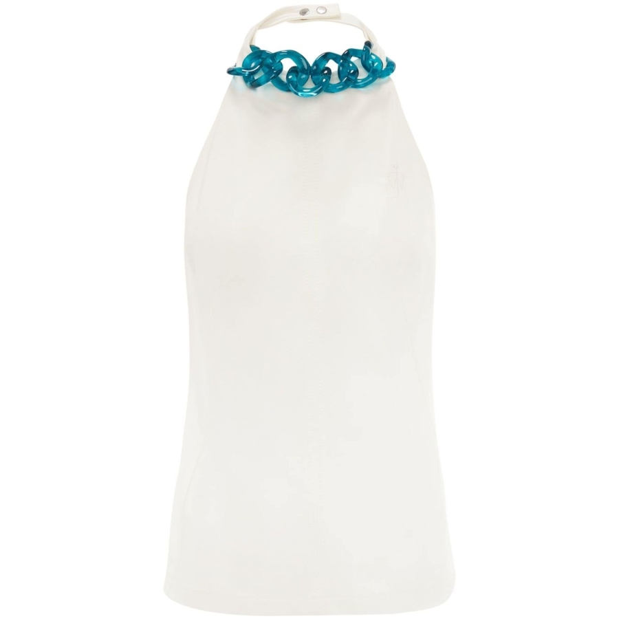 Ladies Off White Chain-Link Halterneck Top
