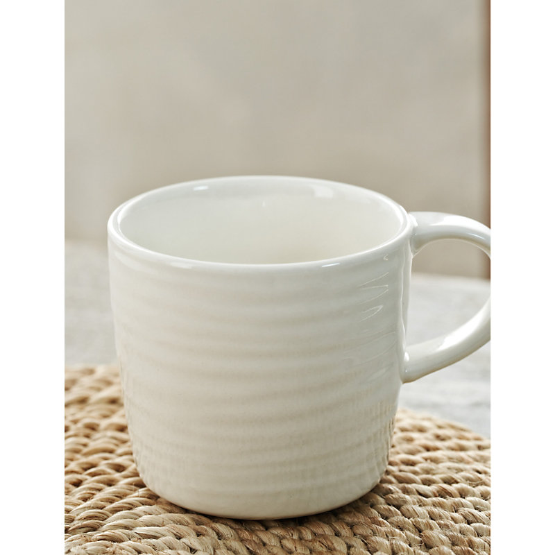 Natural Selsey Ribbed-effect Bone-china Coffee mug 8cm 