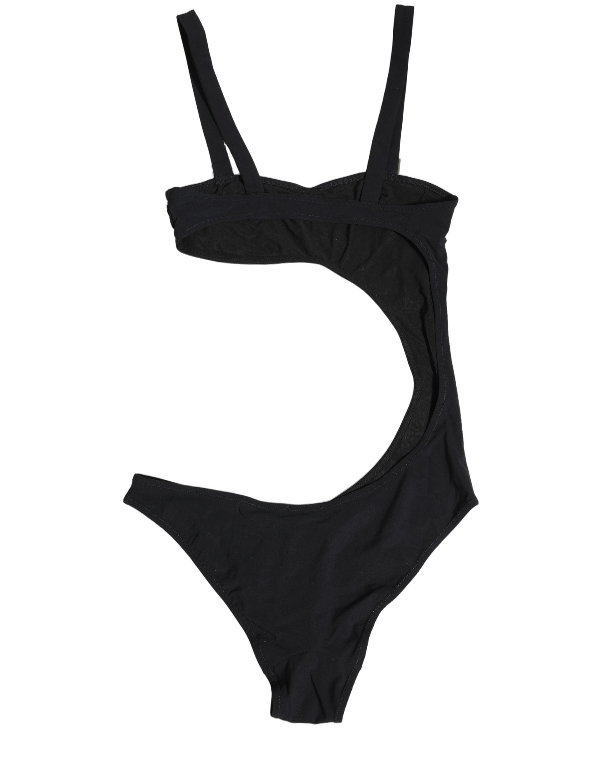 Rhinestone-Embellished Cutout Swimsuit — Black