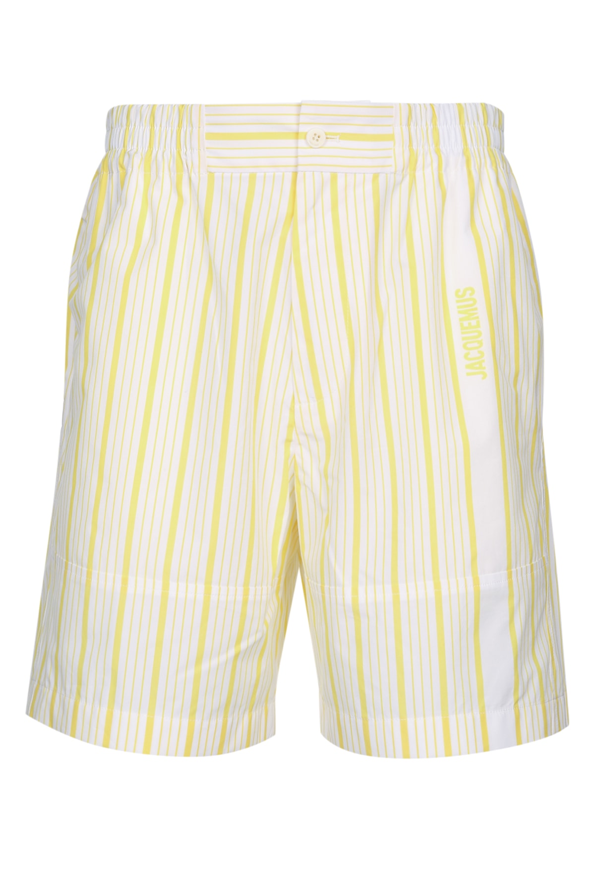 ìle Short Aloe White Shorts With Logo Lettering On The Front And All-over Striped Motif In Cotton Man
