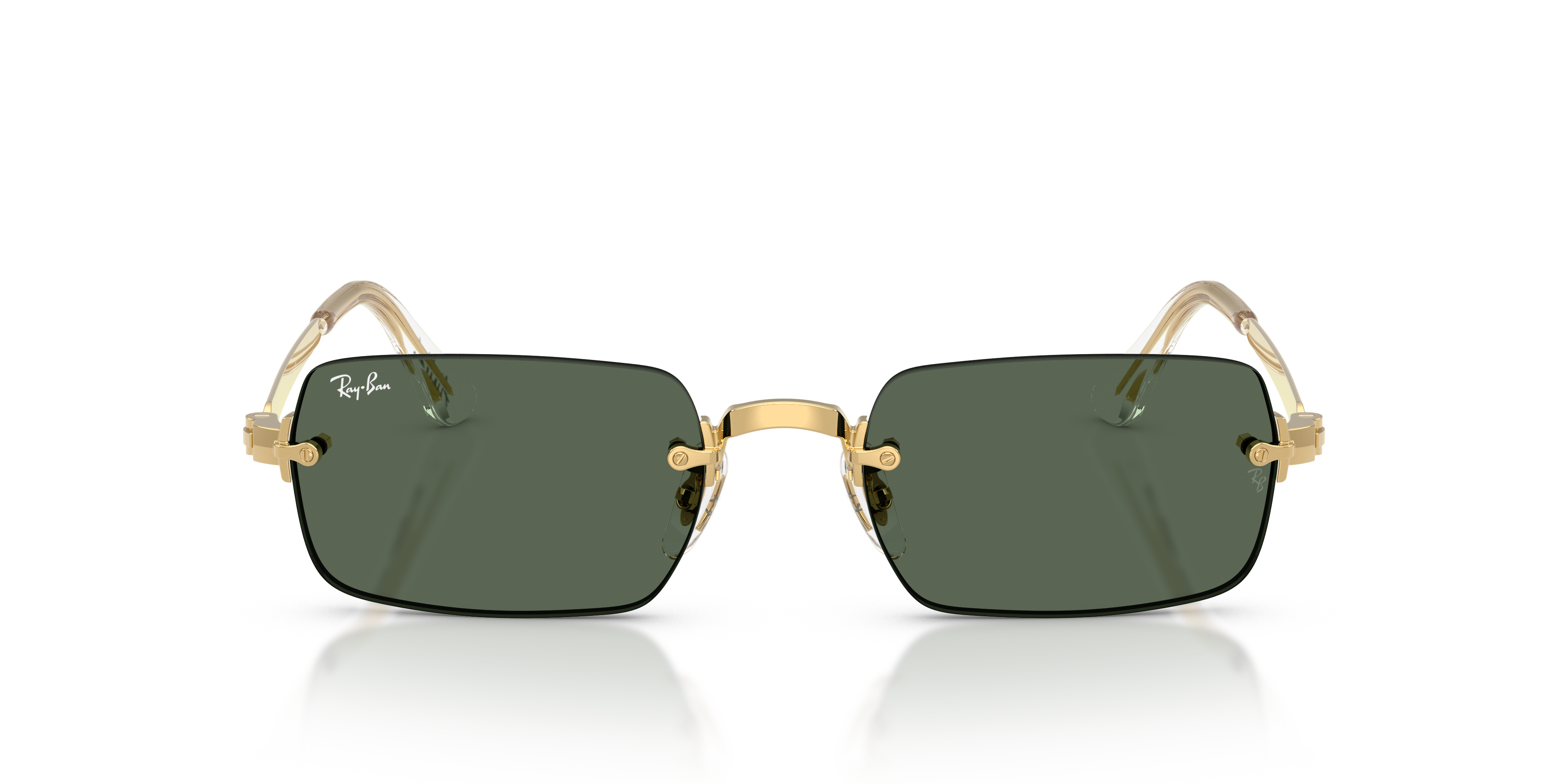 Ray - Ban Unisex Ray - Ban A$AP Rocky RB3928 001/71 Sunglasses Metal Gold Green Round Norma