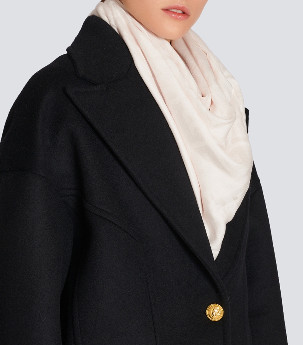 Fringed Monogram Print Scarf