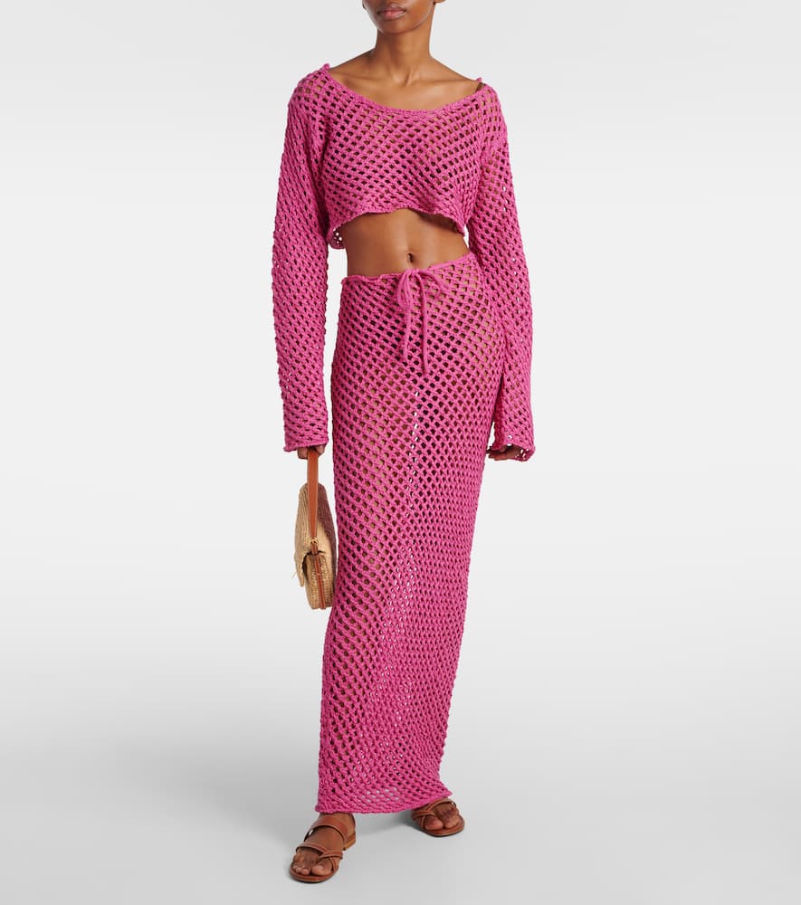 Magen crochet cotton-blend crop top