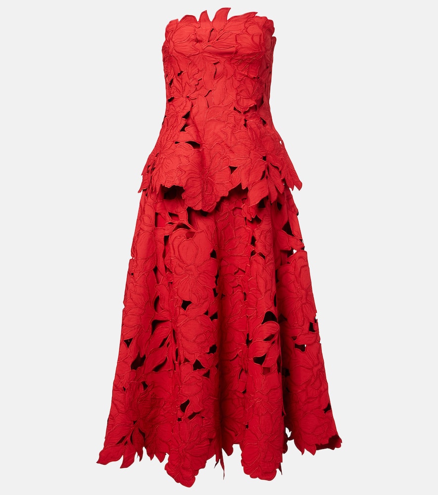 Audrey peplum lace midi dress