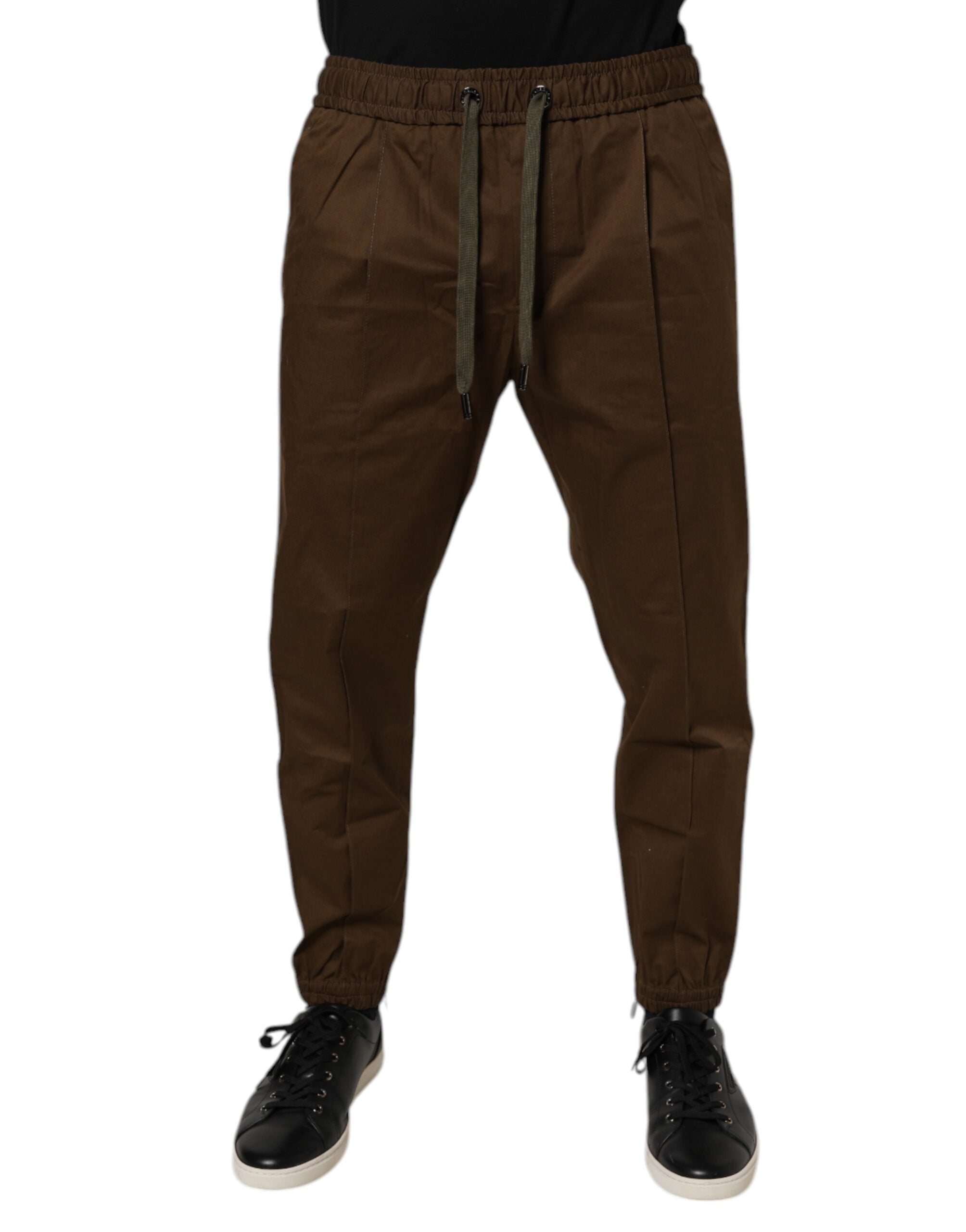 Cotton Stretch Joggers — Brown