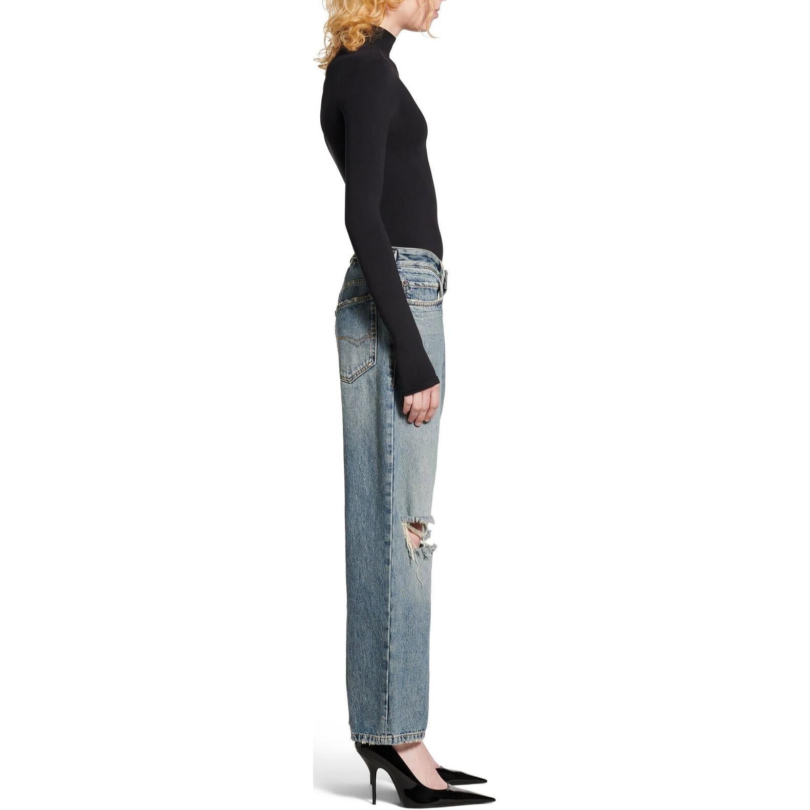 Distressed Straight-Leg Jeans 'Blue'
