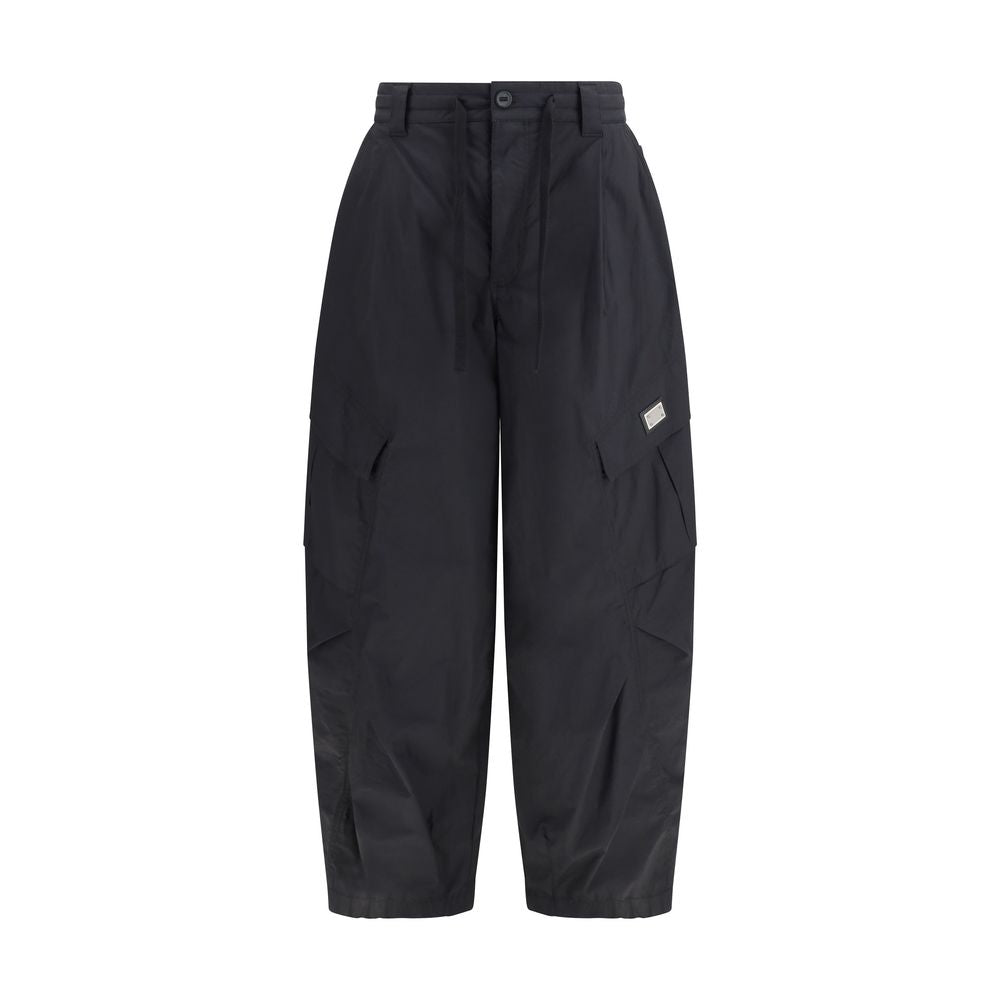 Cotton Gabardine Cargo Pants — Black