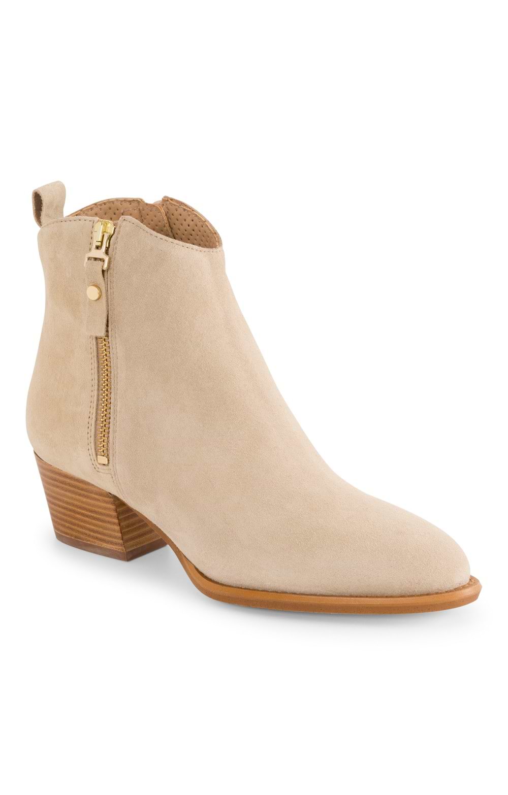 Ladies Suede Side Zip Western Ankle Boots