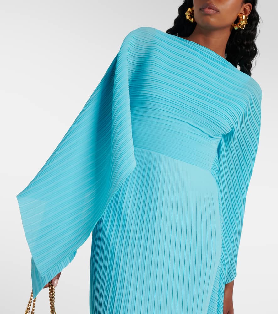 Solace London Kyla caped twill and crêpe gown