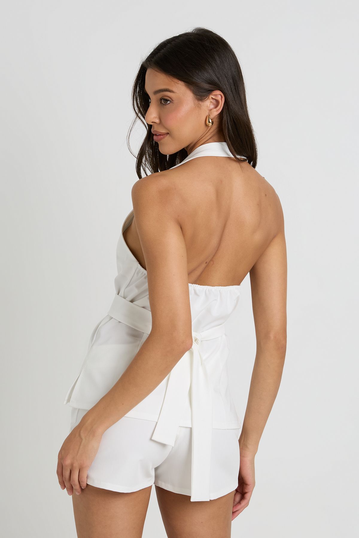 Boohoo Womens Tailored Mini Shorts - White