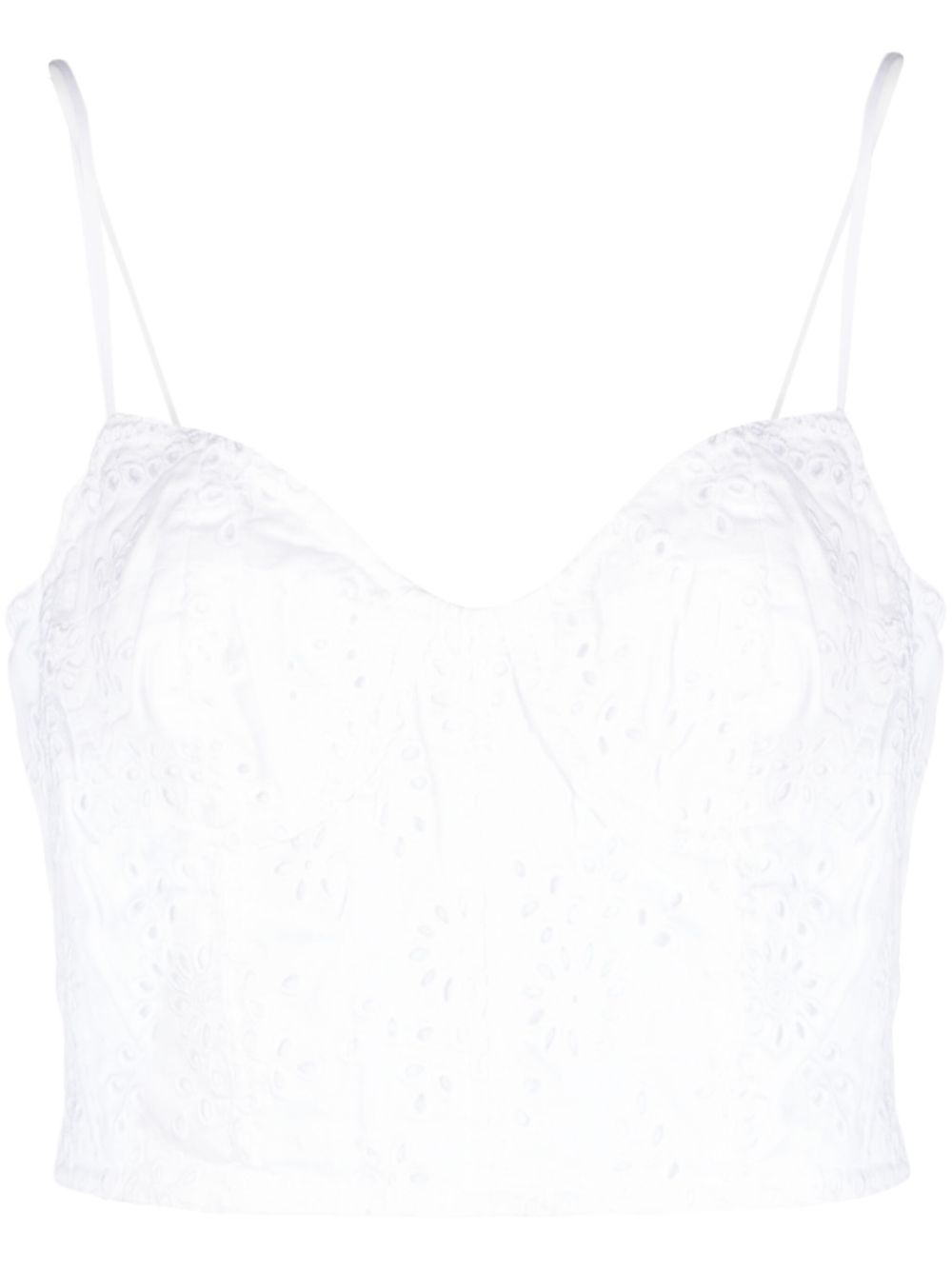 Broderie-anglaise linen crop top - White