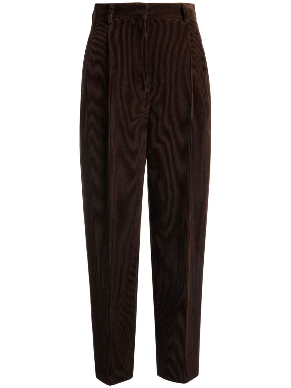 Pleated corduroy trousers - Brown