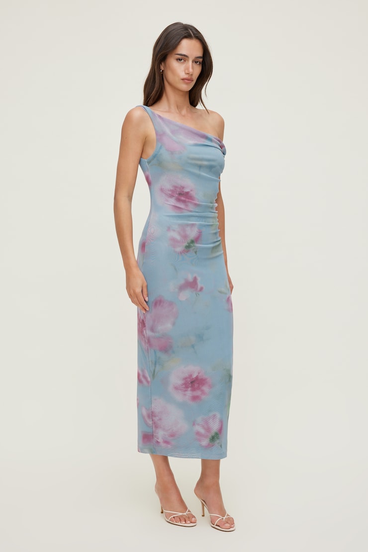 Jayde Mesh Midi Dress - Blue - Women Clothing