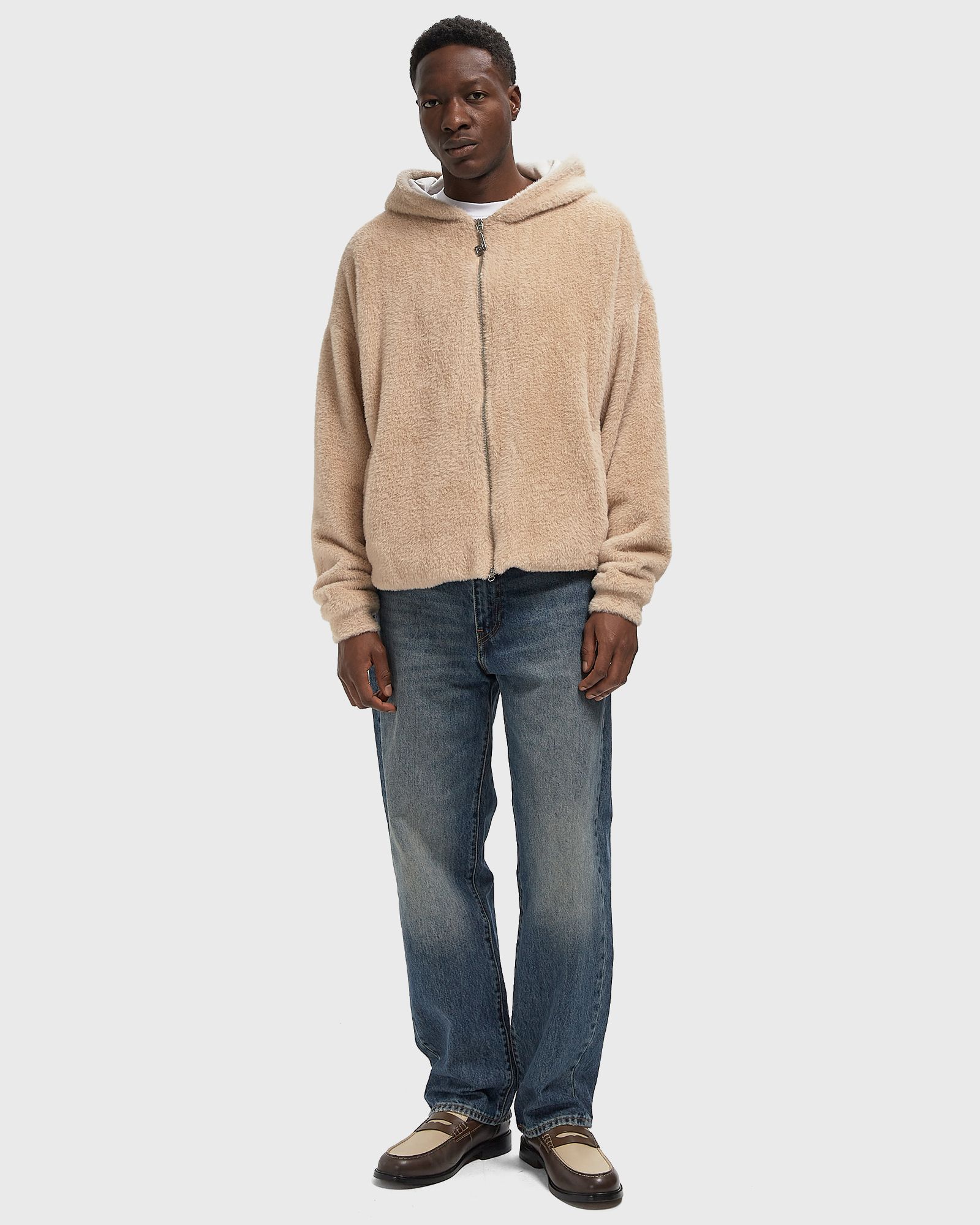 Merino Zip Hoodie beige male Zippers now available at BSTN