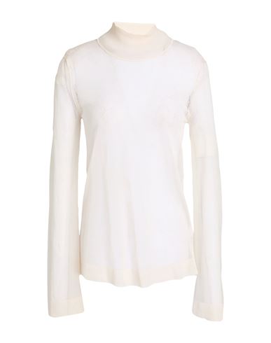 Woman Turtleneck Cream Size S Silk
