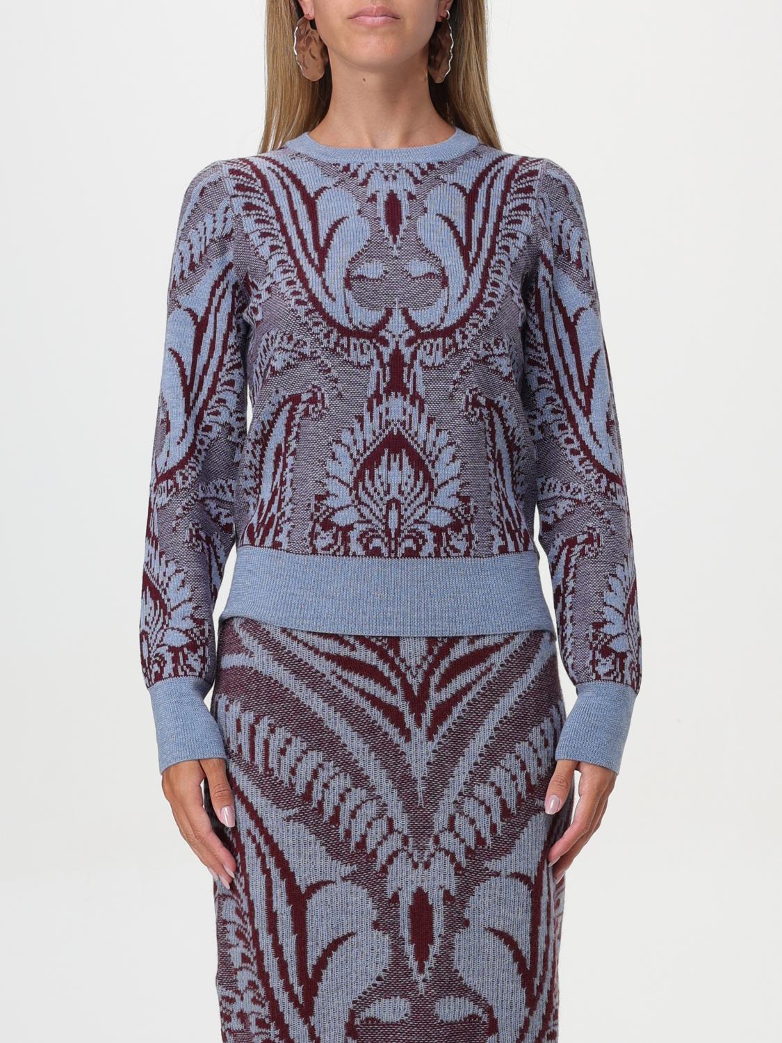 Floral jacquard-knit wool jacket - Blue