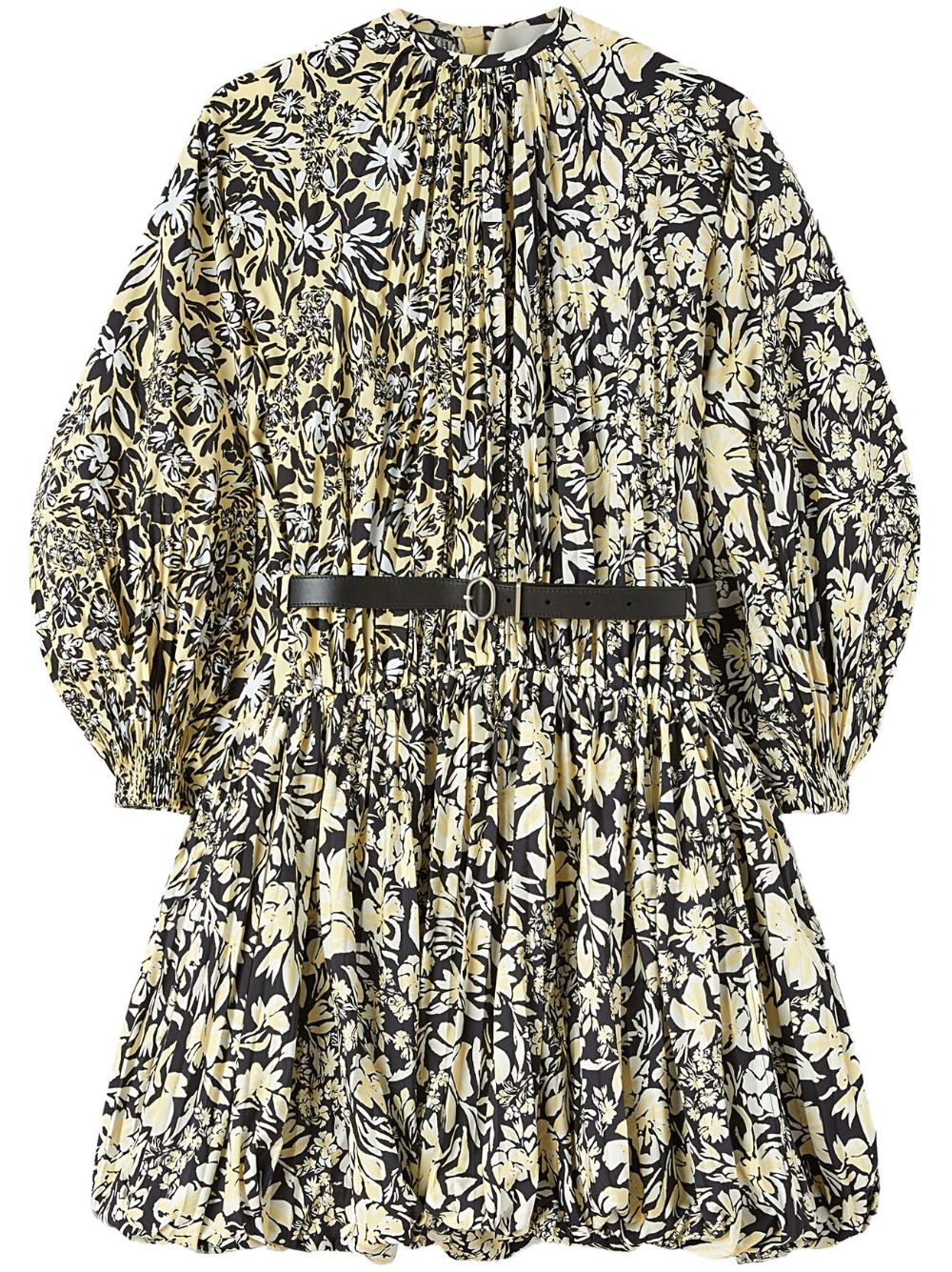 Floral-print puffball dress - Black