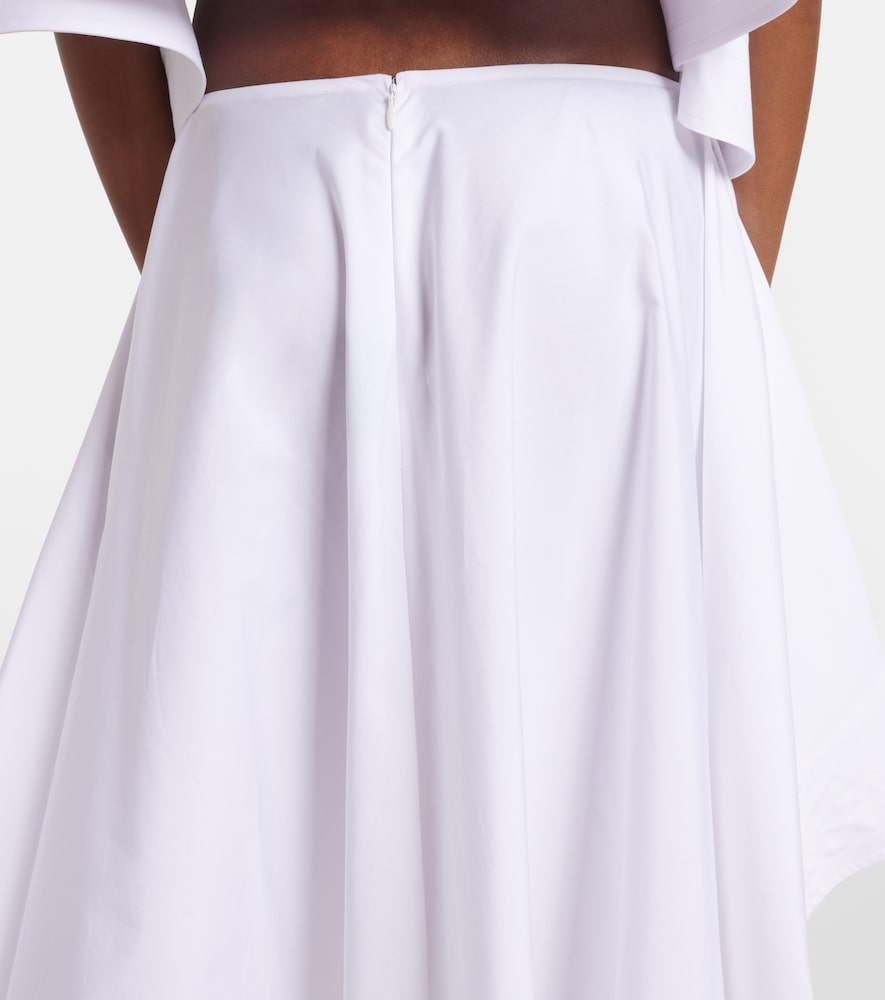 Asymmetric ruffled cotton poplin miniskirt