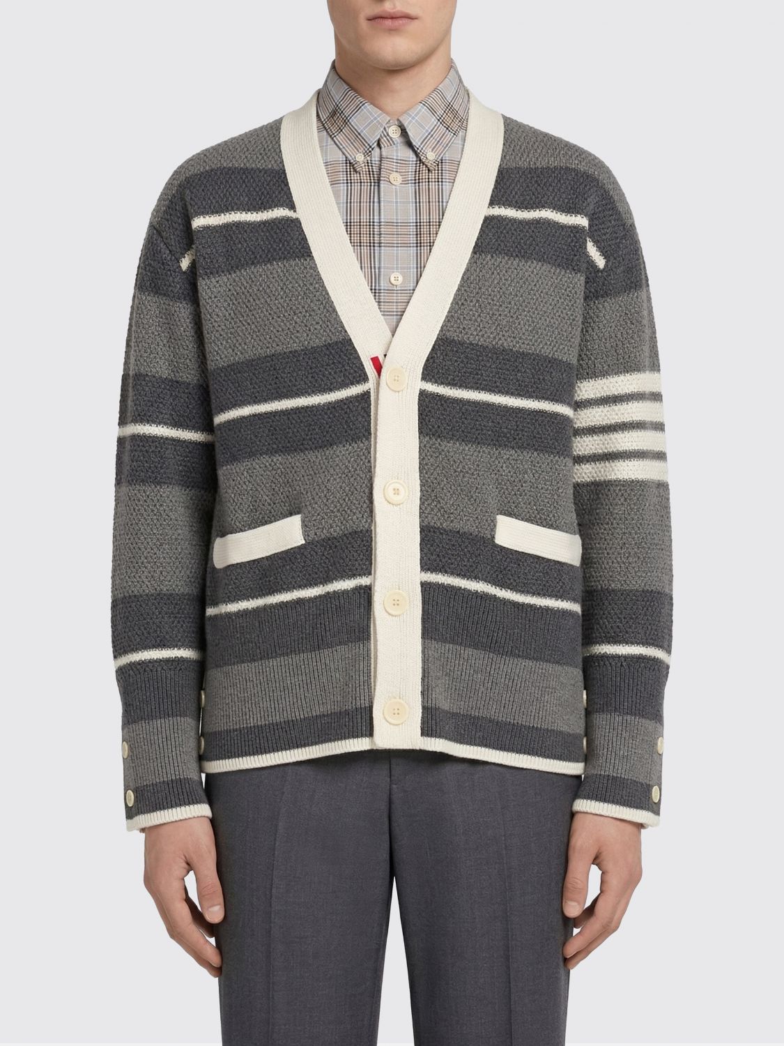 Seed Stitch 4-bar Cardigan Pale Yellow