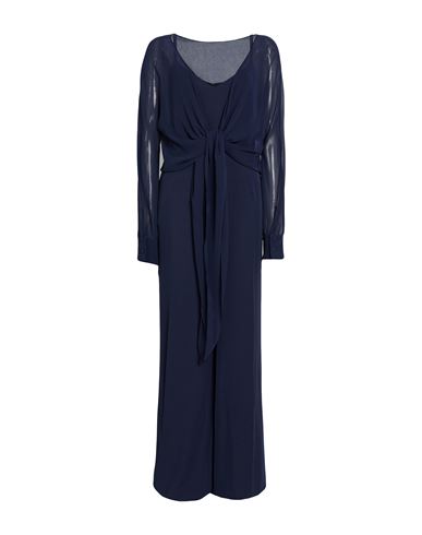 Elena Mirò Woman Jumpsuit Midnight blue Size 16 Polyester, Elastane