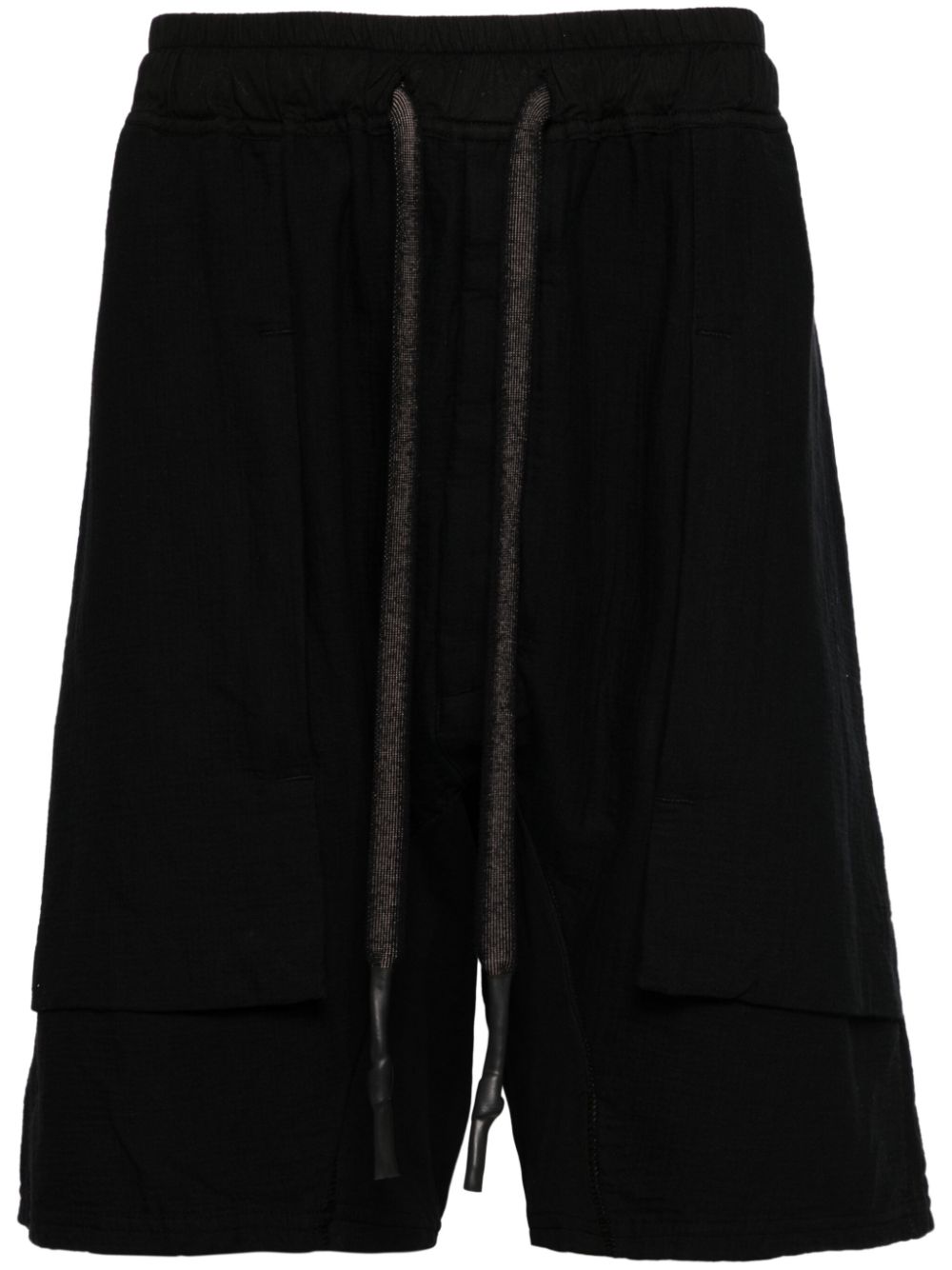 Gusset-detail organic cotton track shorts - Black