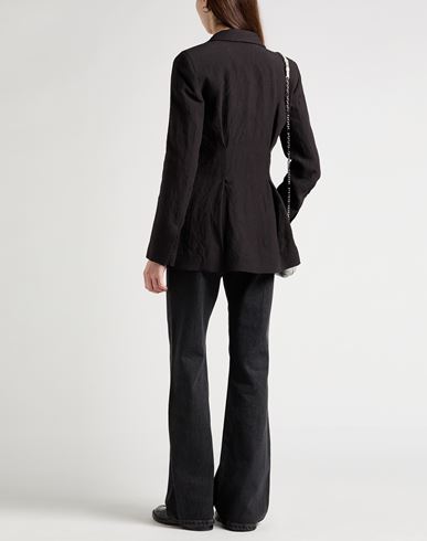 Woman Blazer Black Size 4 Linen
